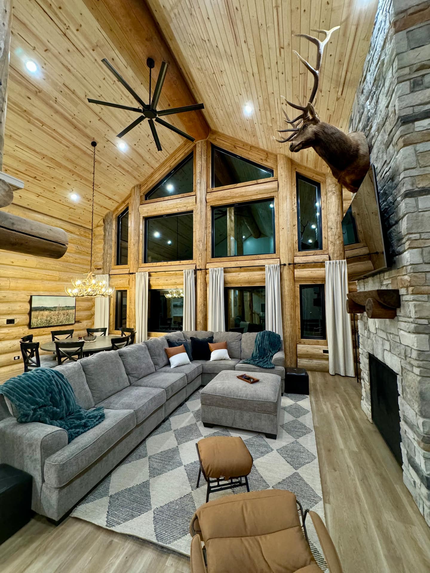 Great room at dusk